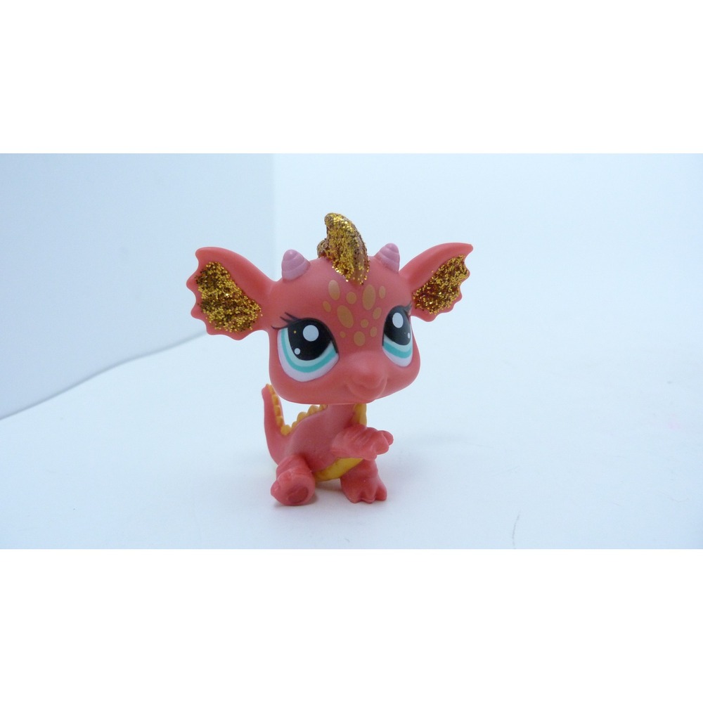 Hasbro Littlest Pet Shop LPS Pink Gold Glitter Dragon Figure 2484 Mythical Toy